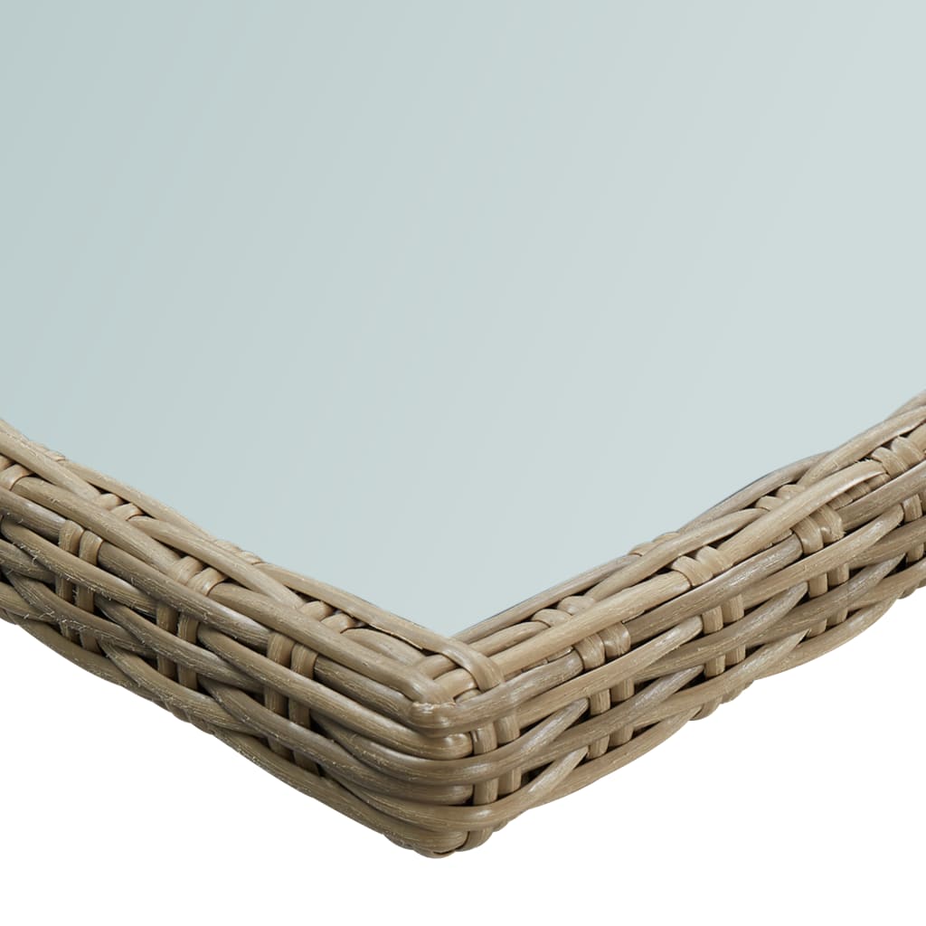 Garten-Esstisch Braun 200x100x74 cm Glas und Poly Rattan